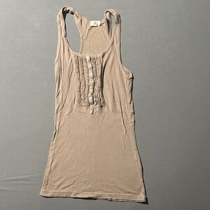 Elegant Taupe Tank Top with Lace Detail